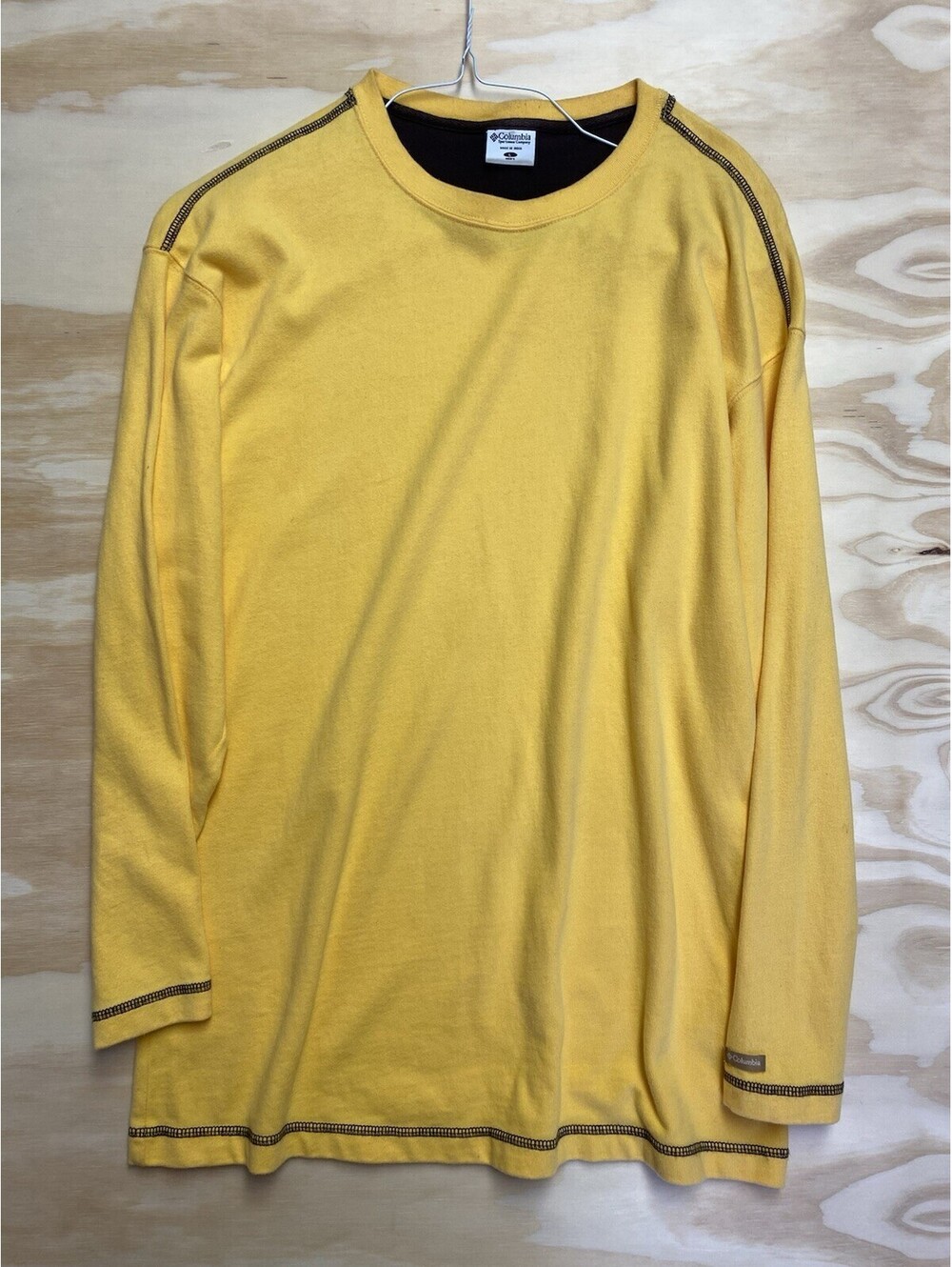 Columbia Sportswear Men’s Large Yellow Long Sleeve Crewneck Shirt Cotton